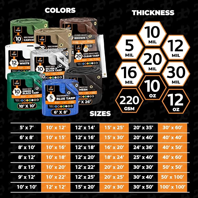 Multipurpose Protective Cover Brown Poly Tarp 8' x 12' - Image 8