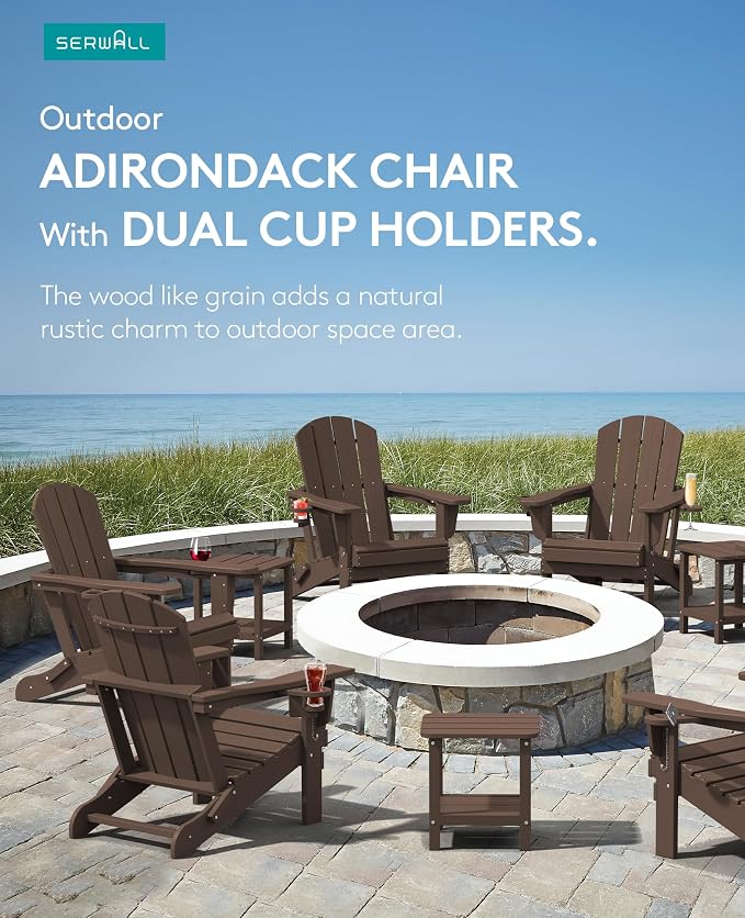 SERWALL Adirondack Chair with Cup Holders - Image 6
