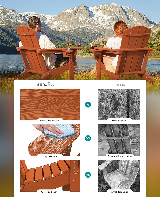SERWALL Adirondack Chair with Cup Holders - Image 8