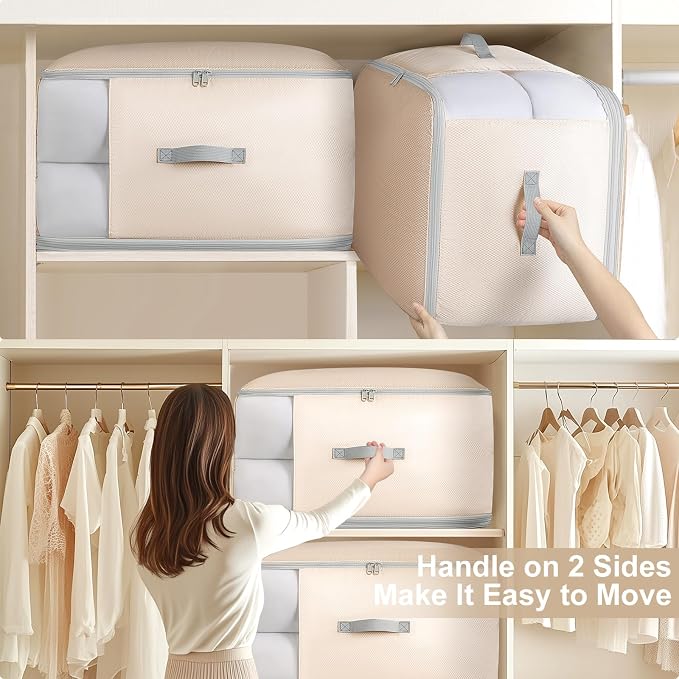 Comforter Storage Bag - 130L Large Capacity Blanket Storage Bags 3-Layer Ultra - Image 5