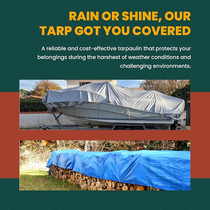 Trademark Supplies 40X60 Silver Tarp Tarpaulin Canopy Tent, Boat. RV Or Pool - Image 6