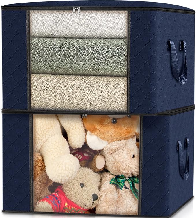 Fab totes 10 Pack Clothes Storage, Foldable Thick Fabric Blanket Storage Bags - Image 5