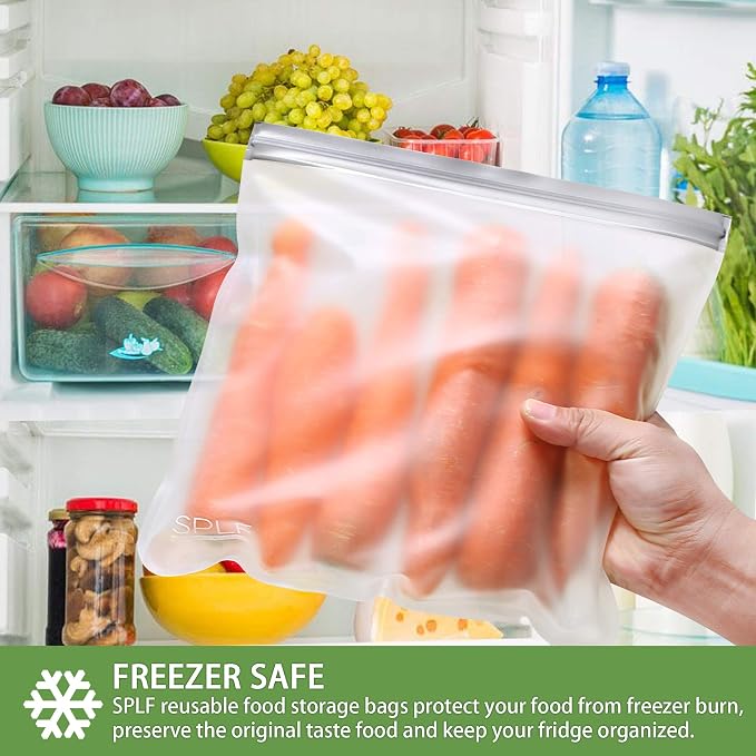 SPLF 9 Pack Reusable Gallon Freezer Bags, BPA Free 1 gallon Leakproof Silicone - Image 5
