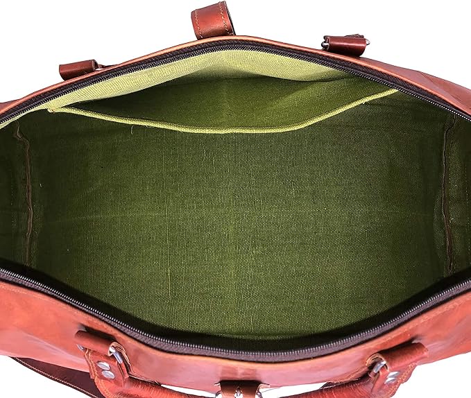 Leather Duffle Bag for Men Luggage Handmade Travel Bag Carry On Luggage - Image 7