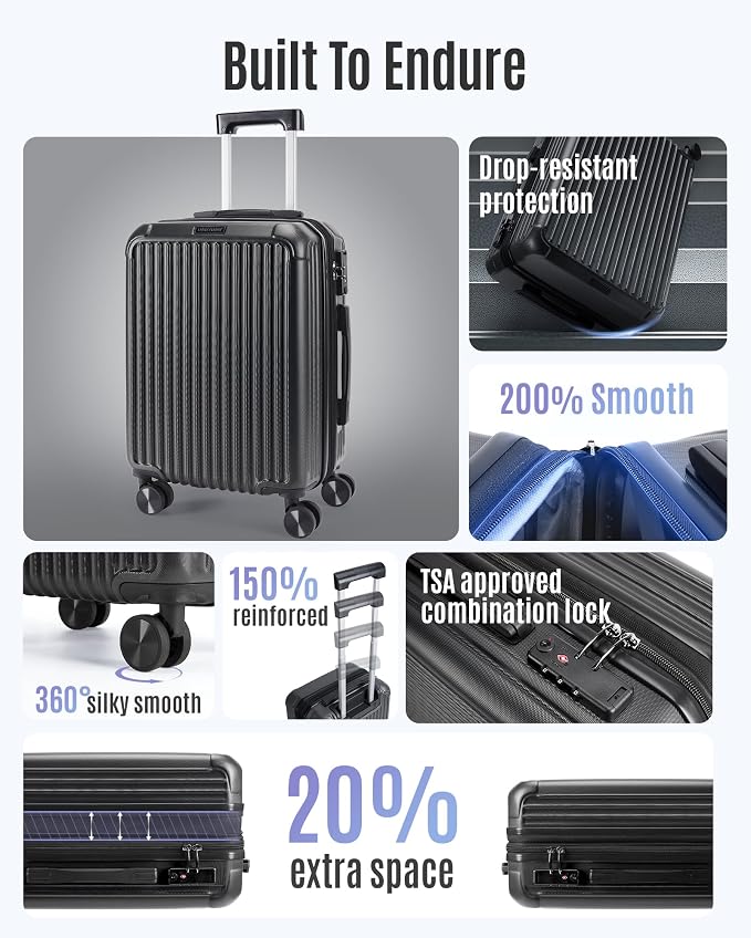 LIGHT FLIGHT Carry On Luggage 22x14x9 Airline Approved, Durable Hard Shell - Image 2