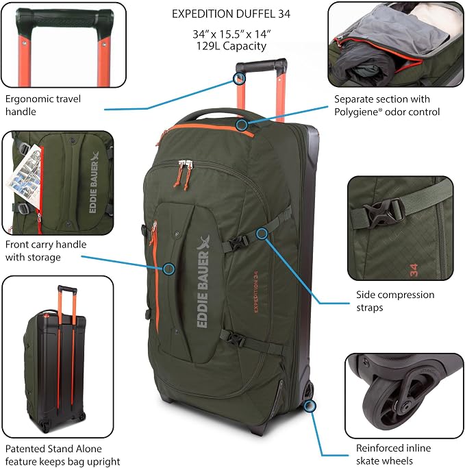 Eddie Bauer Expedition Rolling Duffel Bag - Image 2