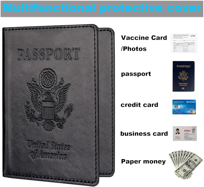Passport Holder 2Pcs, Passport Cover Wallet Case - Image 4