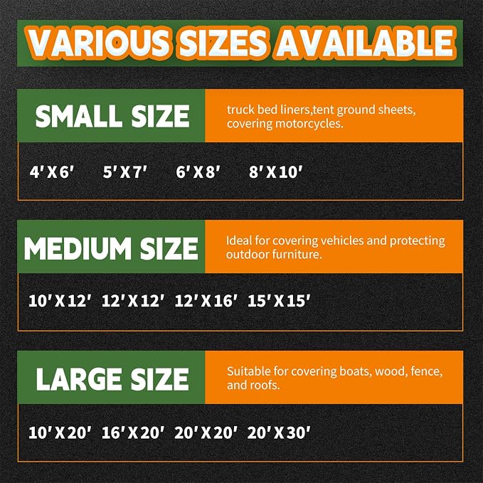 4x6 Feet Tarp Waterproof, Small Tarp, 9Mil Thick, Finished Size Tarps, UV - Image 9