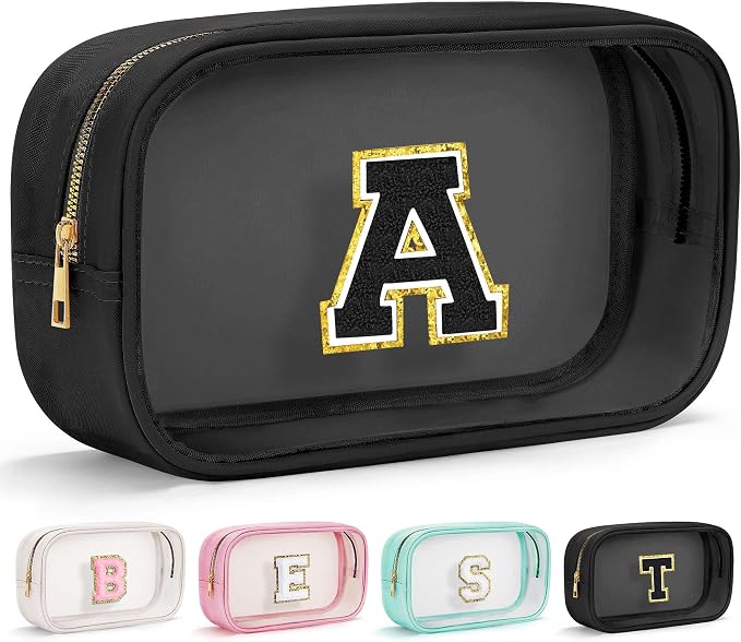 YOOLIFE Initial Makeup Bag Travel Toiletry Bag Clear Makeup Bag Cosmetic Bags by YOOLIFE