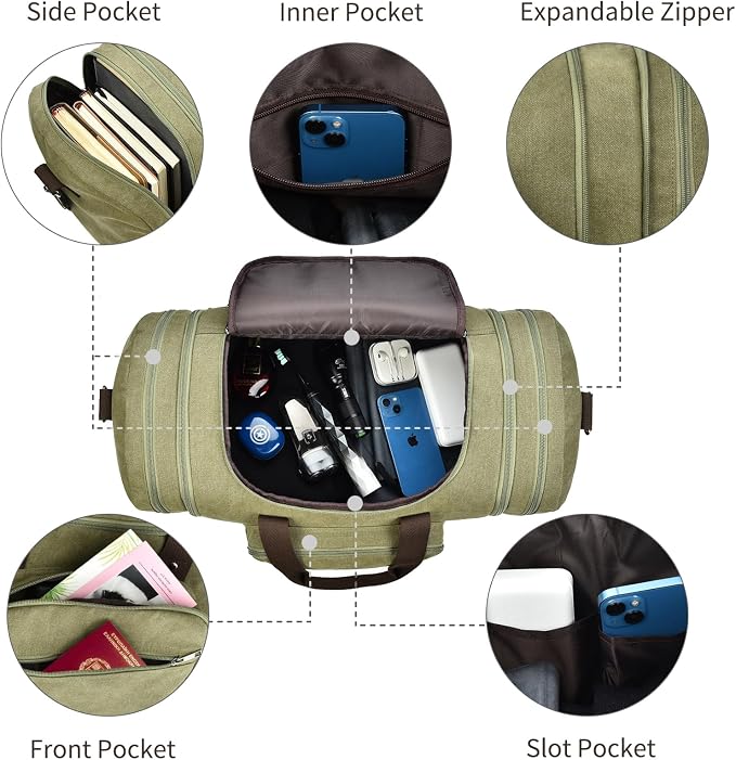 Dimayar Expandable Duffle Bag for Men, 50L Large-Capacity Weekender, - Image 4