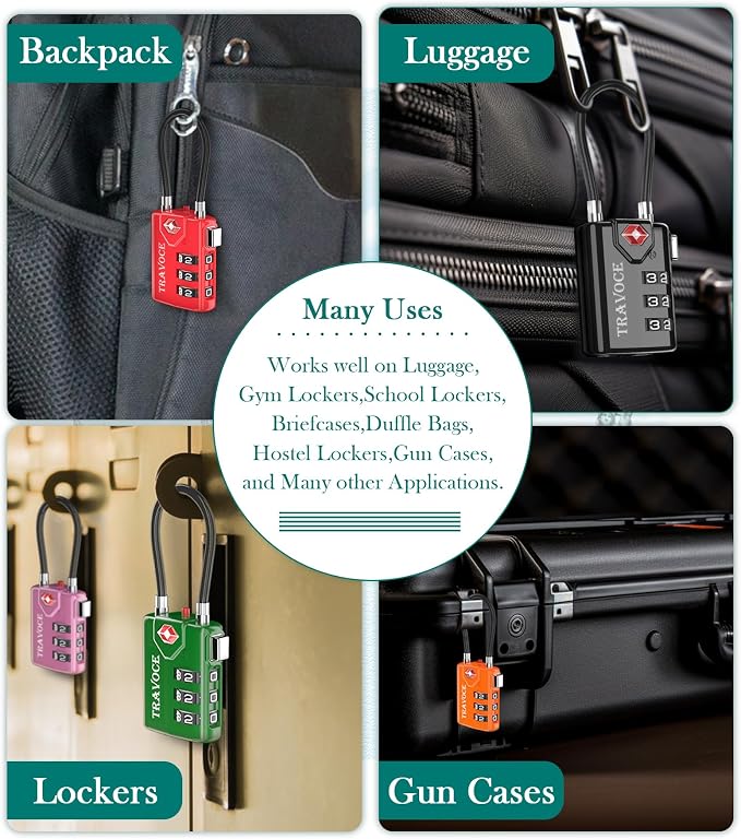 Search Alert TSA Approved Travel Combination Luggage Cable Locks - Image 7