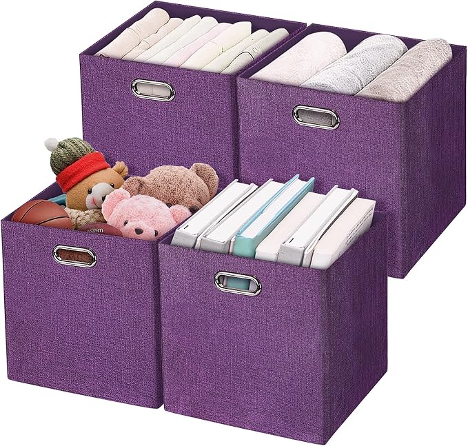 Storage Basket Bins, 13×13×13 Foldable Storage Cube Boxes Fabric Drawer by Posprica
