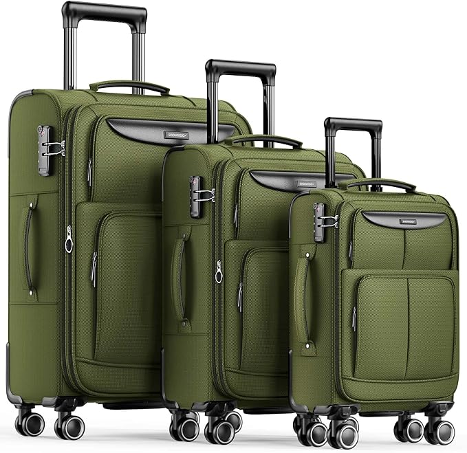 SHOWKOO Luggage Sets 3 Piece Softside Expandable Lightweight Durable Suitcase by SHOWKOO