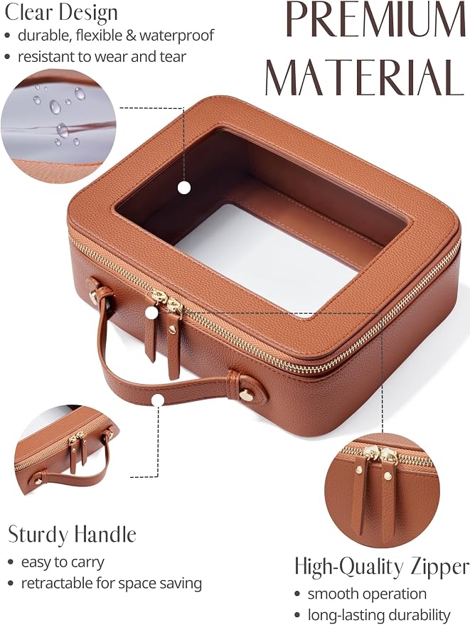 Popvibe Clear Makeup Bag Travel Cosmetic Case Transparent Toiletry Bag - Image 2