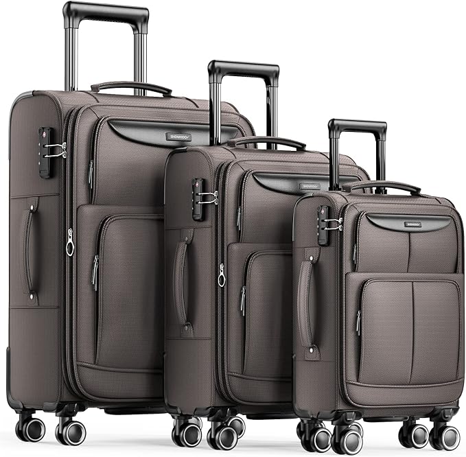 SHOWKOO Luggage Sets 3 Piece Softside Expandable Lightweight Durable Suitcase by SHOWKOO