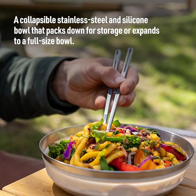 Sea to Summit Detour Stainless Steel Collapsible Bowl, Beluga Black - Image 2
