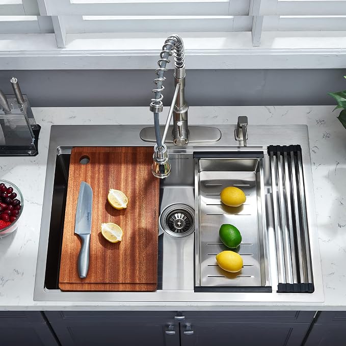 Kitchen Sink, 33 x 22 Drop in Kitchen Sink 16 Gauge Stainless Steel Kitchen - Image 3