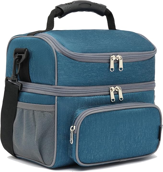 FlowFly Double Layer Cooler Insulated Lunch Bag Adult Lunch Box Large Tote Bag by FlowFly