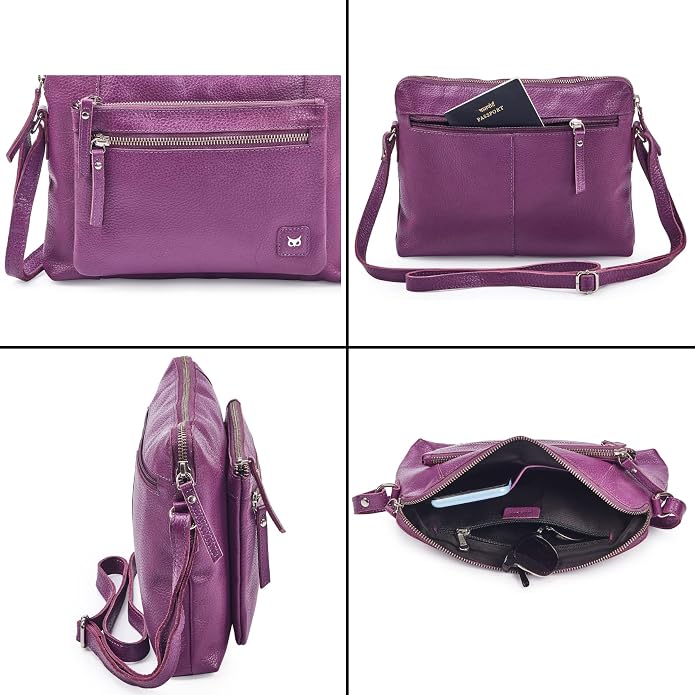 Wise Owl Accessories Small Soft Pebbled Real Leather Crossbody Handbags Purses - Image 6