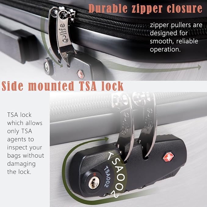 Coolife Luggage Expandable Suitcase PC+ABS - Image 5