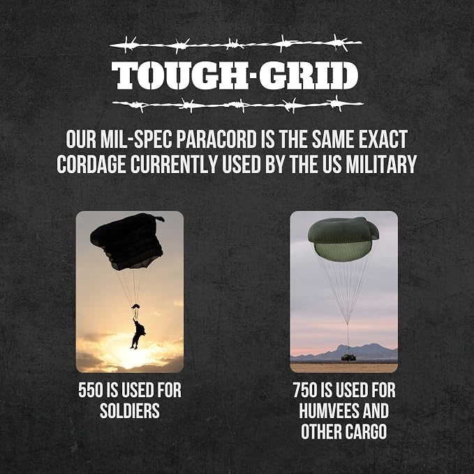 TOUGH-GRID 750 Paracord Rope Nylon Parachute Cord, Made in USA Survival Kit - Image 5