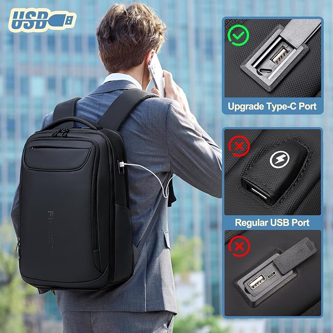 FENRUIEN Business Backpack for Men, Water Resistant Tech Backpack - Image 6