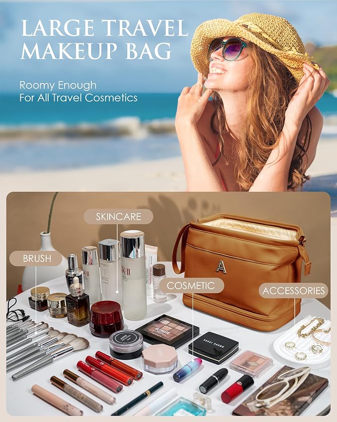 Gifts for Travelers, Personalized Makeup Bag, Monogrammed Gifts, Initial Double - Image 6