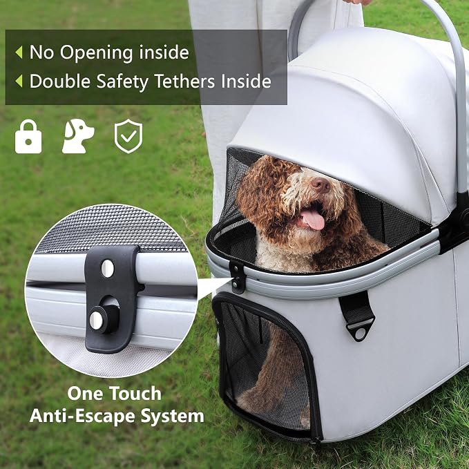 Dog Cat Stroller, Foldable 4 Wheels Dog Stroller - Image 2