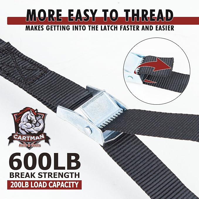 Cartman 1" x 12' Lashing Straps Cargo Tie-Down Strap Up to 600lbs, 6pk in Carry - Image 3