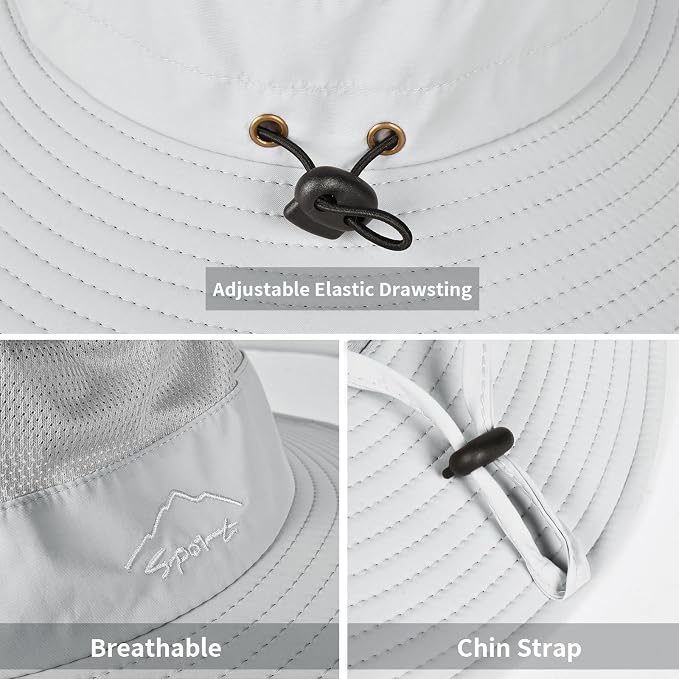 Sun Hats for Men Women Fishing Hat UPF 50+ Breathable Wide Brim Summer UV - Image 6