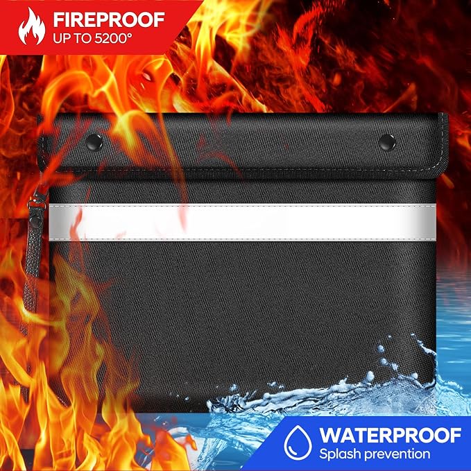 Fire Proof Money Bag for Cash 5200℉ Heat Insulated, Fireproof Waterproof - Image 2