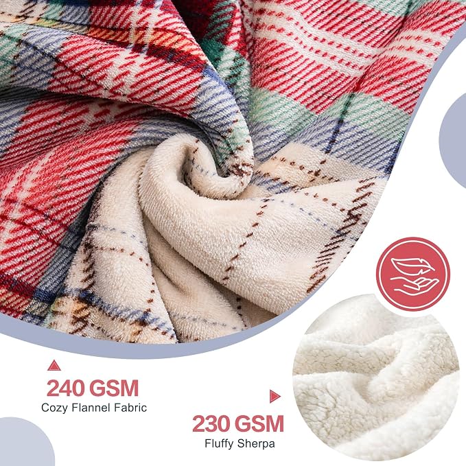 PU MEI Sherpa Fleece Throw Blanket 80" x 90" Reversible Plush Fluffy Large Big - Image 4
