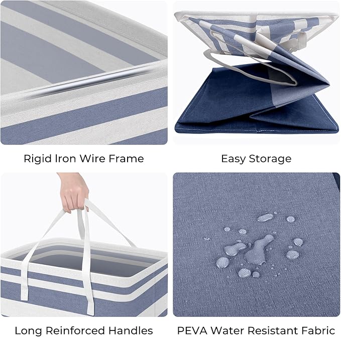 HomeHacks 2 Pack Large Laundry Baskets, Waterproof, Freestanding Laundry Hampers - Image 2