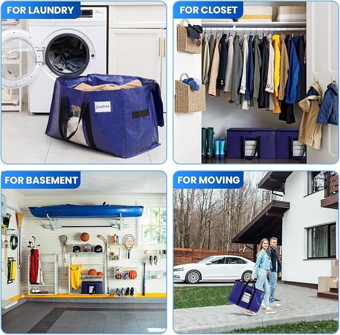 TAILI 4 Pack Dark Blue Extra Large Moving Bags, Heavy Duty Totes - Image 9