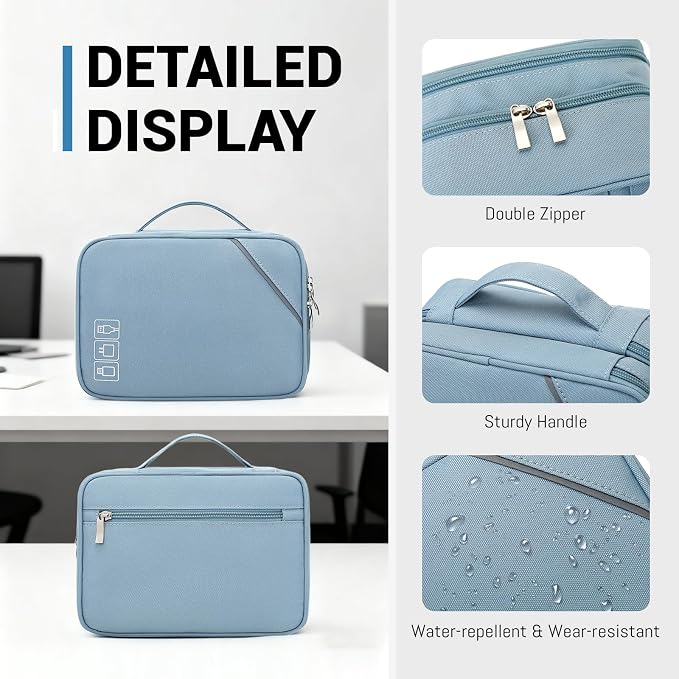 Lanola Travel Cable Organizer Bag, Electronic Accessories Case Portable Double - Image 5