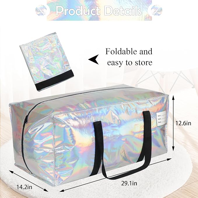 4 Pack Heavy Duty Moving Bags Extra Large Waterproof Foldable Clothing Storage - Image 3