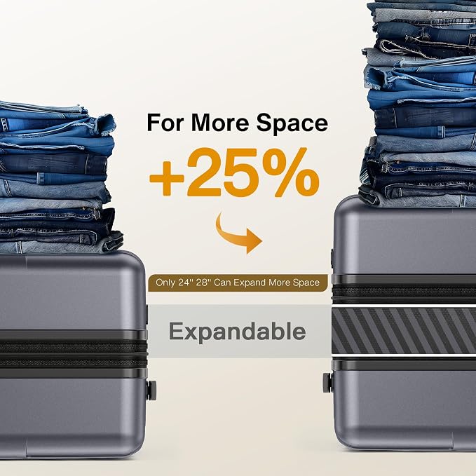 SHOWKOO Luggage Sets 3 Piece Hardside Expandable Lightweight PC Suitcase Sets - Image 5