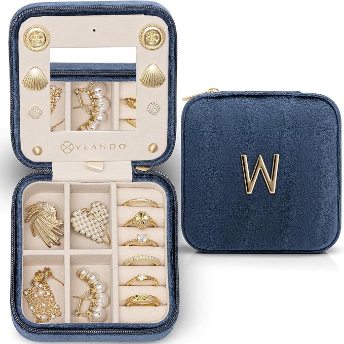 Vlando W Initial Jewelry Box, Women Travel Gifts by VLANDO