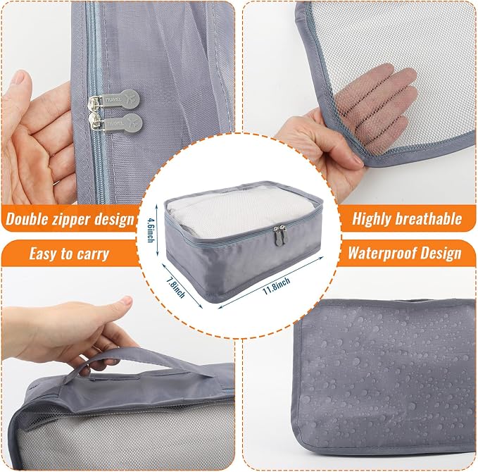 6 Pcs Packing Cubes Luggage Organizers Small Mesh Clothing Underwear Bag - Image 2