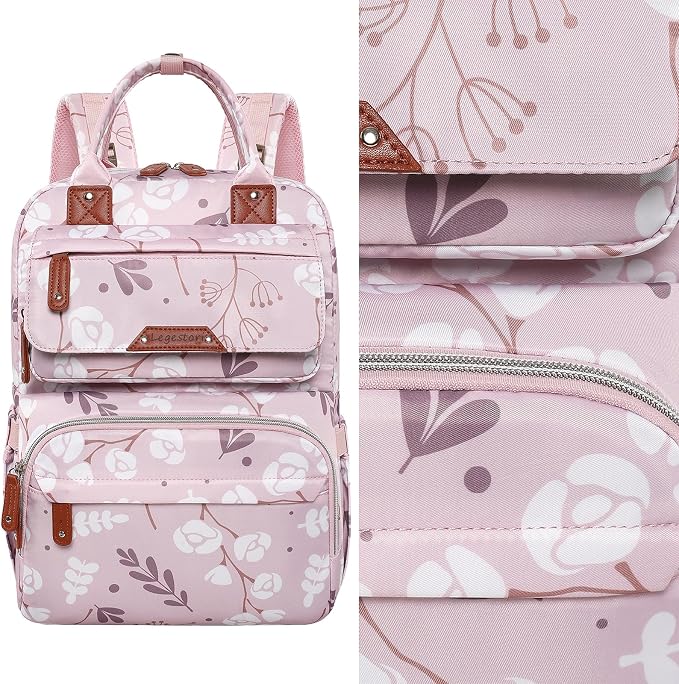 Diaper Bag Backpack for Baby Girl, Large Pink Floral Baby Diaper Bags, Baby - Image 8