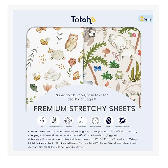TotAha Crib Sheets for Boys Girls, Premium Soft Crib Mattress Fitted Sheet by TotAha%7CUnitedStates