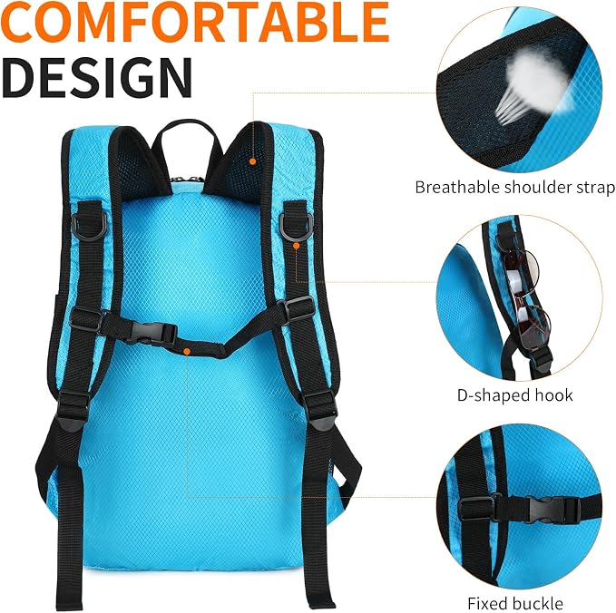 Large Hiking Daypack, 30L Waterproof Hiking Backpack Packable Lightweight - Image 8
