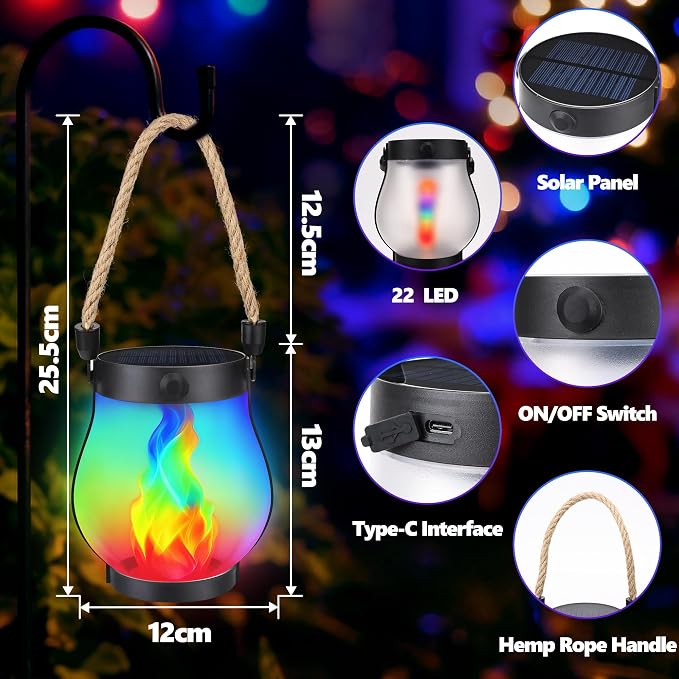 Christmas Solar Flame Lanterns Hanging Outdoor Waterproof - Image 2