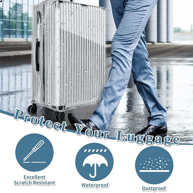 Yotako Upgraded Zippered Clear PVC Suitcase Cover, 24 Inch Luggage Covers - Image 6