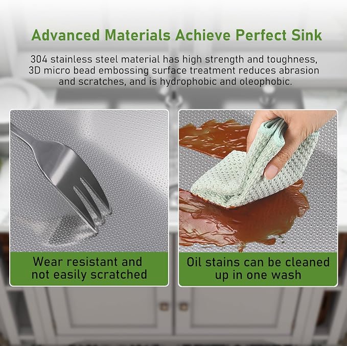 Drop In Kitchen Sink 25x22", 18 Gauge Stainless Steel Sink, 3D Embossed Surface - Image 2