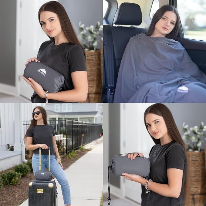 BlueHills Ultra Compact Travel Blanket 2 Pack Large Soft Cozy Portable Blanket - Image 2