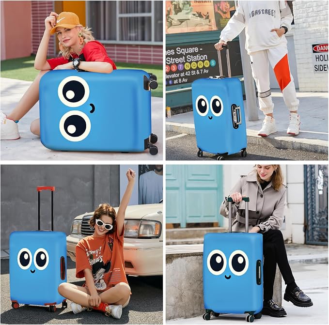 ANNA QUEEN Cute Smiley Face Luggage Cover, Stretchable, Washable Travel Cover - Image 6