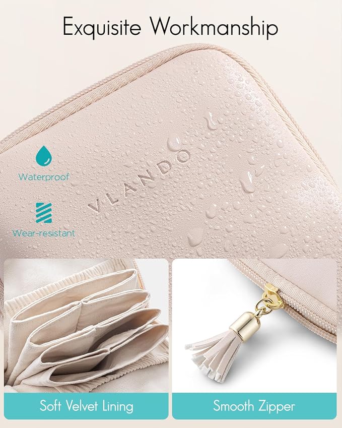 Vlando Small Travel Jewelry Organizer, Jewelry Pouch Bags, Velvet Jewelry - Image 3