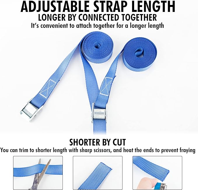 Cartman 1" x 12' Lashing Straps Cargo Tie-Down Strap Up to 600lbs, 8pk in Carry - Image 5
