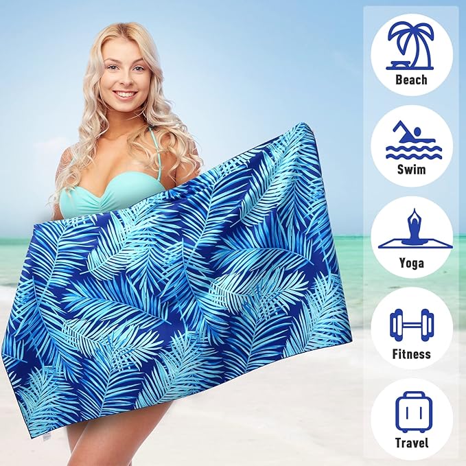 2 Pack Oversized Microfiber Pool Towel, Quick Drying, Super Absorbent - Image 3